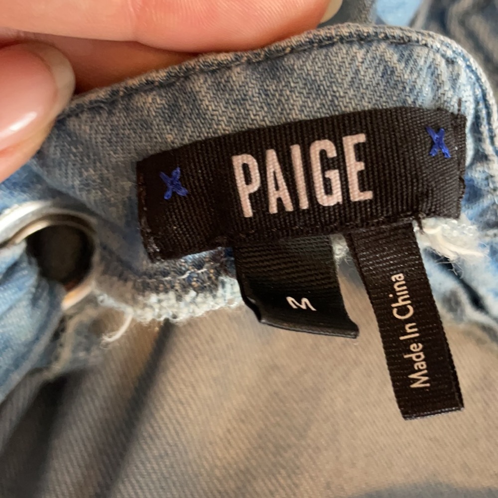 PAIGE Light Blue Denim Jumpsuit with Waist Tie - Picture 7 of 7